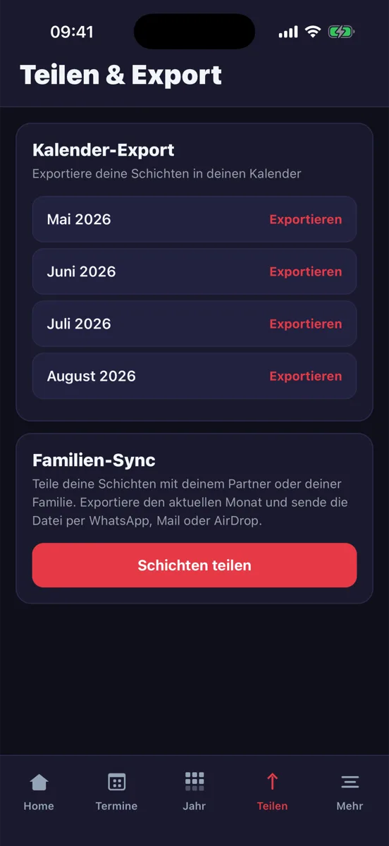 Kalender-Export und Familien-Sync